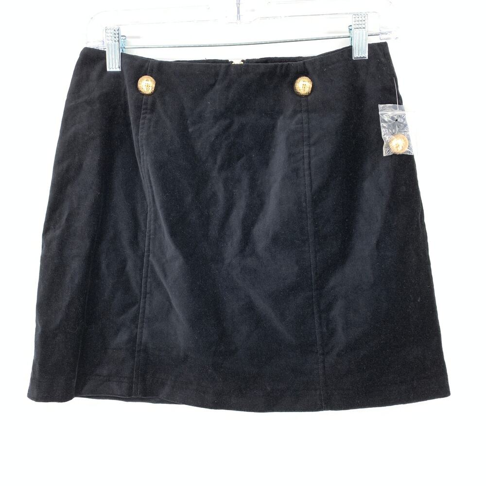 Modcloth Women's Size 4 Zipper Back Velvet Skirt Solid Black A-Line NEW